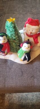 Holiday Plush Penguin & Snowman Set with Green Tree - Festive 2006 Hallmark Coll